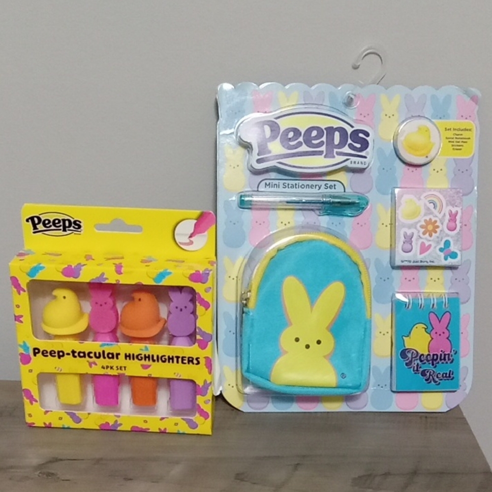 Peeps Mini Stationery Set and Highlighters - Blue and Yellow